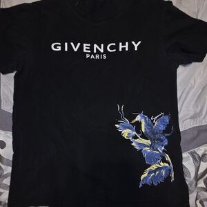 Men's Givenchy Black Blue Heron Print Short Sleeve Tee M